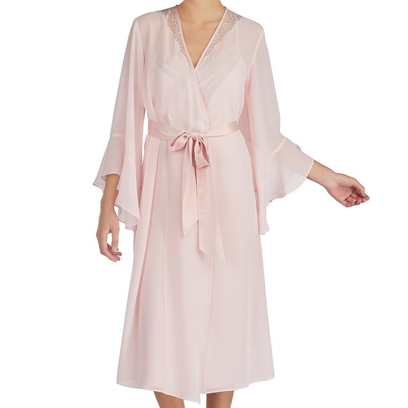 H by Halston Other - H Halston Blush Pink Bell-Sleeve Chiffon Robe